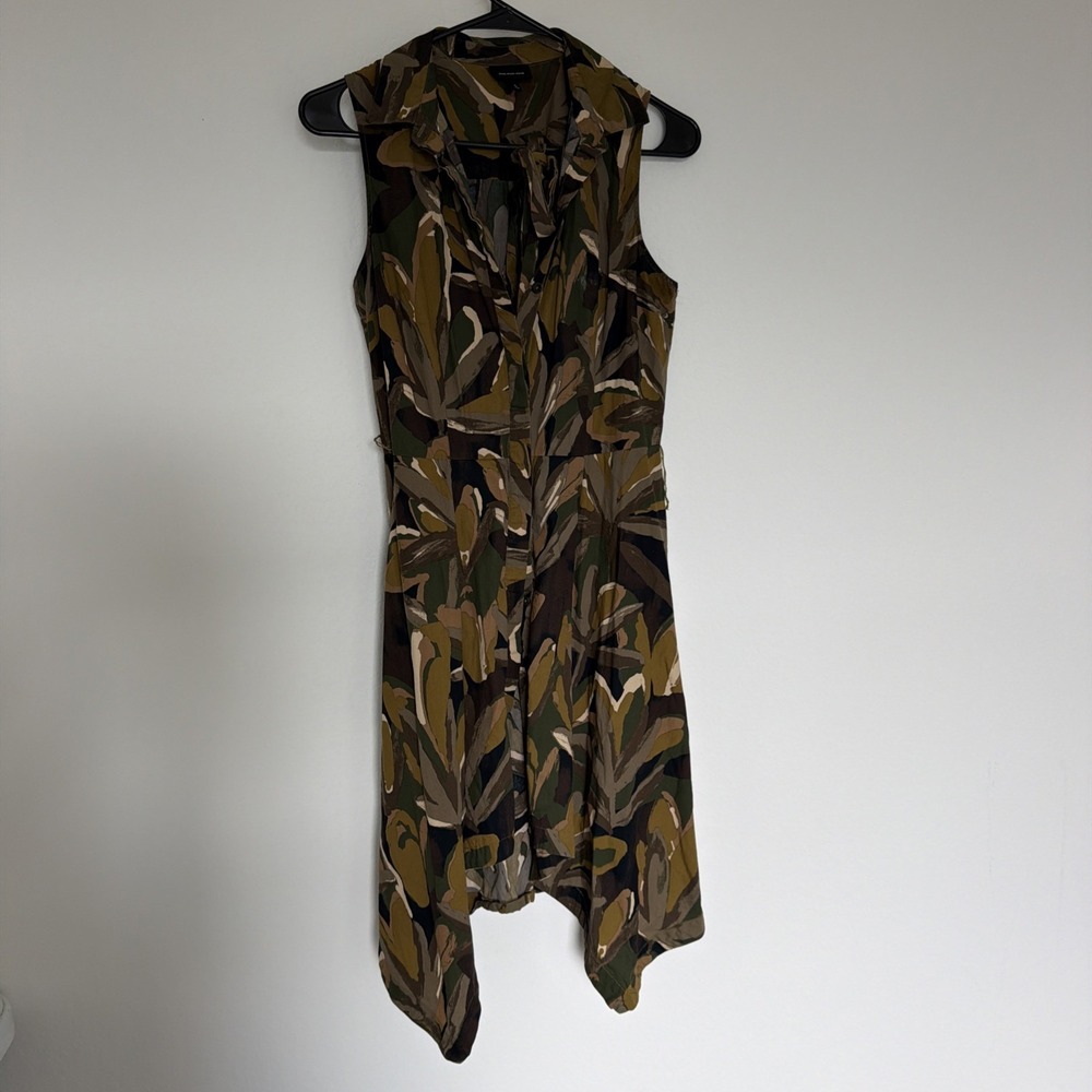 Who What Wear Womens Camo Sleeveless Cotton Dress With Belt Size Small
